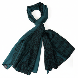 Écharpe en soie pour femme, imprimée en vert huile, en tissu Dobby - Product Image 2