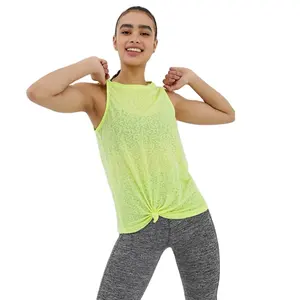 KY BURNOUT-Camiseta sin mangas de neón para mujer, chaleco de entrenamiento semitransparente con acabado de cuello redondo y lazo frontal con lazo frontal de leopardo