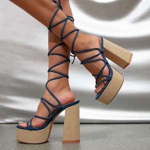 Chaussures de printemps pour femme à talon compensé, semelle épaisse, à brides, talons hauts sexy à plateforme - Product Image 2