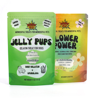 Sachet Doypack Personnalisé Mat avec Fenêtre Transparente et Fermeture Zip Refermable pour Gelée, Gélatine, Friandises pour Chiens, Bœuf, Spiruline, Snacks pour Animaux