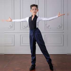 Conjuntos de baile latino versátiles clásicos populares, Top de manga larga con bloqueo de Color, actuación de práctica de baile latino de Salsa Jazz para niño - Product Image 1