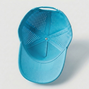 Gorra de béisbol cian de 6 paneles, de sarga, deportiva, formal, de malla, ajustada, unisex, casual, para primavera y verano, para adulto, con estampado en relieve común - Product Image 3