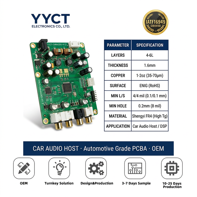 Car Audio Host PCBA Automotive Main Board PCB Assembly Android 11.0 AEC-Q100 Certified Stereo Receiver Turnkey YYCT Factory