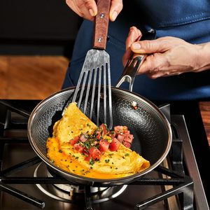 High Quality Modern Non-stick Frying <b>Pan</b> <b>Set</b> Glass Cover Honeycomb Design Triply Stainless Steel 6-Piece Gas <b>Induction</b> Ready - Product Image 4