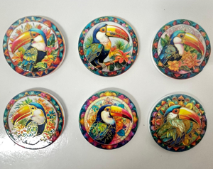 Ceramic Absorbent Coasters for Drinks, Boho Coasters with Cork Base for Tabletop <b>Protection</b>, Coffee <b>Table</b> Decor 4 Inches - Product Image 1