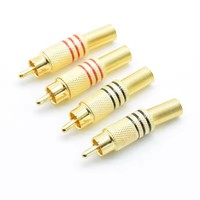 Connecteur RCA plaqué or Connecteur audio mâle/femelle avec protecteur de câble à ressort métallique rouge noir