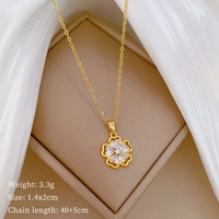 Ensemble collier fleur creux et boucles micro pavé luxe léger unique femme, colliers pendentifs mode en gros