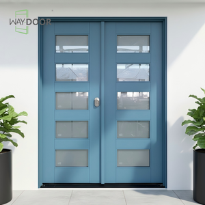 Puertas Frontales de Madera Insonorizadas y de Buena Privacidad para Casas, Acabado Exterior en Roble y Caoba, Puerta Doble de Madera Sólida - Product Image 4