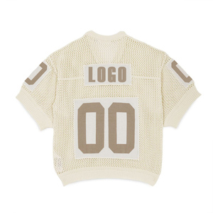 Fabricant <span class=keywords><strong>de</strong></span> tricots Logo personnalisé col en V manches courtes évider Crochet t-shirt pull en tricot maillots <span class=keywords><strong>de</strong></span> <span class=keywords><strong>basket</strong></span>-ball <span class=keywords><strong>de</strong></span> football - Product Image 1