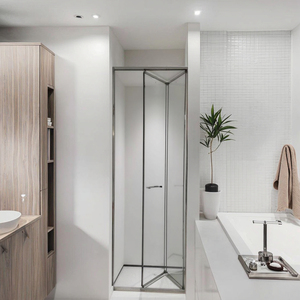 Portes de <span class=keywords><strong>douche</strong></span> coulissantes en aluminium cristal Clematis, cadre moderne, boîte latérale fixe avec verre trempé de 6 mm pour salle de bain, hôtel, cm <span class=keywords><strong>100</strong></span> - Product Image 5