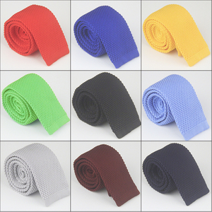 Cravates en tricot ajustées pour hommes, style vintage, décontractées et élégantes, à extrémités plates, couleur unie, coupe carrée, infroissables, pour affaires décontractées - Product Image 3