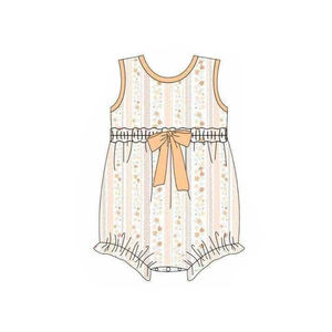 Pre-orden: MOQ 5, Peleles de Verano para Bebés Niñas con Estampado de Flores Pequeñas, Venta al por Mayor, Algodón Orgánico y Spandex Suave, Estilo Festivo - Product Image 5