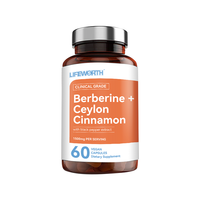 LIFEEWORTH Berbérine 21-en-1 avec Capsules de Cannelle de Ceylan pour Adultes, 60 Capsules/Flacon, Extrait de Melon Amer au Chrome et Thé Vert