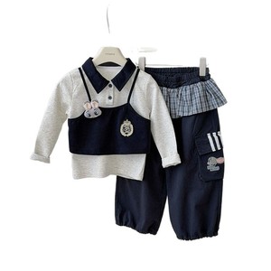 Tongxingyuan Girls School Style Set Cotton Two Piece Spring Autumn Outfit - Product Image 5
