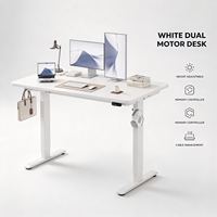 Bureau debout manuel avec manivelle et crochet latéral, réglable en hauteur, pour poste de travail informatique à domicile