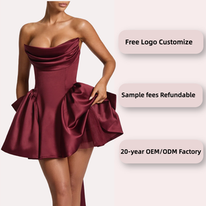 <span class=keywords><strong>Robe</strong></span> de soirée élégante de style américain blanc ivoire pour femmes <span class=keywords><strong>Robe</strong></span> de mariage courte et légère sans bretelles - Product Image 2