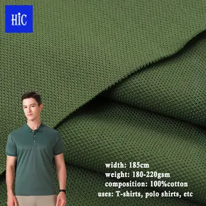 HIC Muestra gratis tela de algodón puro personalizada 180-220gsm100% algodón piqué malla Polo camisa tela