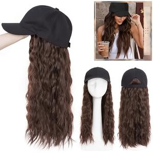 Шляпа-парик 2-в-1 с косами из кукурузной ткани — стильная бейсболка из твила с регулируемой застежкой на липучке, черные косы-насадки 24 дюйма - Product Image 2