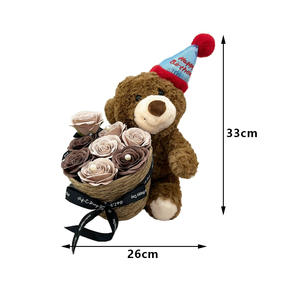 Cappuccino eternal flower simulation flower <b>bear</b> hug bucket girl birthday Gift wholesale - Product Image 3