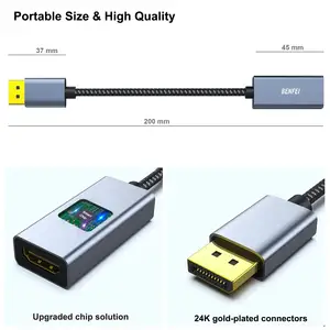 Адаптер BENFEI 4K DisplayPort для HDMI, (2K 60Hz, 1080p 120Hz) Однонаправленный порт дисплея для монитора HDMI конвертер