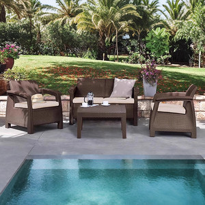 Ensemble <span class=keywords><strong>de</strong></span> <span class=keywords><strong>canapé</strong></span> et <span class=keywords><strong>de</strong></span> chaises <span class=keywords><strong>en</strong></span> rotin pour l'extérieur, <span class=keywords><strong>en</strong></span> <span class=keywords><strong>plastique</strong></span> <span class=keywords><strong>moulé</strong></span> par injection PP, pour la protection solaire <span class=keywords><strong>en</strong></span> extérieur - Product Image 3