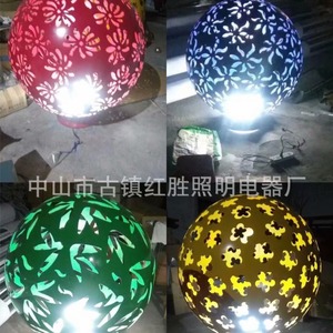 ประติมากรรมศิลปะตกแต่งสวนกลางแจ้งลายดอกไม้สีเขียวทรงกลมกลวงทำจากสแตนเลสสตีล ทนทานต่อน้ำ - Product Image 4