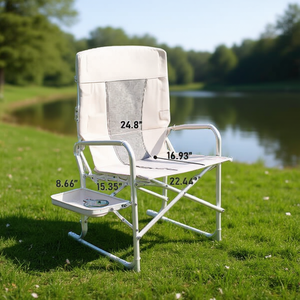 Chaise de camping robuste pour l'extérieur avec table latérale pliante, cadre en aluminium, tissu Oxford, utilisation plage et jardin - Product Image 2