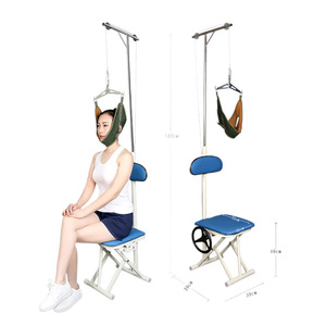 Silla de Tracción Cervical Plegable Azul, Dispositivo de Estiramiento de Cuello, Material de Hierro, Altura Ajustable de 182 cm - Product Image 1