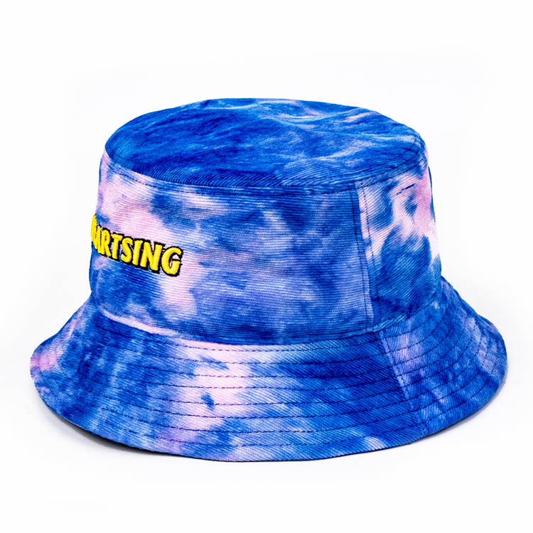 Blue Custom Fisherman Hats New Design High Quality Bucket Hats Printing Embroidery Tie Dye Corduroy Bucket Hats