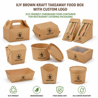 Boîte alimentaire à emporter en carton kraft brun XJY avec logo personnalisé, conteneur alimentaire en carton écologique pour la restauration et l'emballage des restaurants