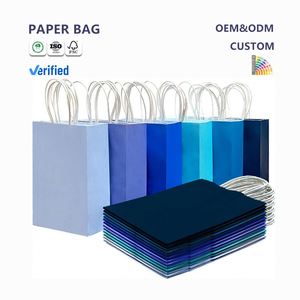 Bolsa de Compras de Papel Kraft Reciclable con Asa Larga, Impresa en Flexografía con Logotipo Personalizado a Color, para Negocios y Promoción - Product Image 1
