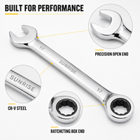 Clé à cliquet combinée industrielle métrique et impériale, double extrémité, antidérapante, chromée, ensemble d'outils à main, personnalisable OEM pour la réparation