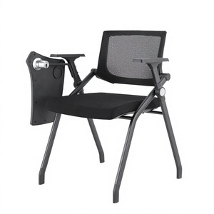 Chaise de bureau exécutive moderne en tissu maillé avec tablette d'écriture pliable – Siège confortable et pivotant, design élégant, fonction pivotante, en métal, pour extérieur et salle à manger - Product Image 2