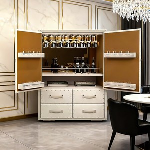 Armoire de designer nordique - Meuble à <span class=keywords><strong>vin</strong></span> en bois massif de luxe italien pour villa de luxe avec <span class=keywords><strong>casier</strong></span> en cuir - Product Image 3