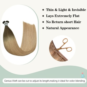 FH # Extensions de cheveux invisibles colorées SM, fournisseurs de cheveux humains européens d'un seul donneur, Genius Weft - Product Image 4