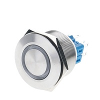 28A Type d'anneau unipolaire normalement fermé normalement ouvert 2 points bombés vert illuminé LED interrupteur à bouton-poussoir en métal