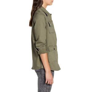 Veste de Travail Personnalisée en Gros pour Femme, Vert Armée, avec Poches et Fermeture Boutonnée, en Sergé de Coton, Style Safari Utilitaire - Product Image 4