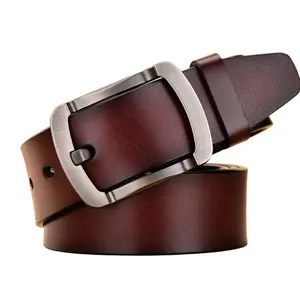 Wholesale fashion waistband cow hide split genuine leather belts for male casual custom pin buckles belt for men