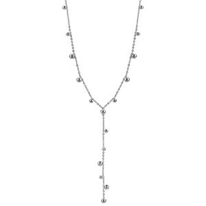 Collar Amy Amy Lariat, Plata 925, Bañado en Rodio, Cadena de Bolas, Estilo Minimalista, para Uso Diario de Mujeres - Product Image 1