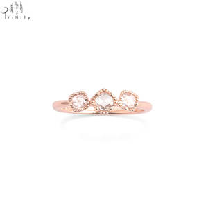 Anillo de diamantes naturales de alta calidad, nuevo producto al por mayor, corte rosa, joyería de oro rosa macizo de 18 quilates para parejas. - Product Image 6