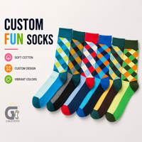 Chaussettes amusantes personnalisées à motif Argyle, en coton doux, couleurs vives, motif géométrique, design personnalisé pour hommes et femmes, pour occasions décontractées, fêtes, cadeaux