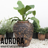 Pot Bunga Keramik Vietnam Buatan Tangan Gaya Eropa Warna Oranye Rust Atlantic Glazed Clay, 10 Pcs, untuk Rumah dan Taman