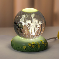 Nouveaux petits ornements artisanaux en résine de style rustique, avec sphères de verre incrustées de boules de cristal 3D, 6/8 cm, mini gravures laser