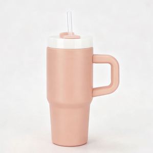 14oz Handle Car Travel <b>Mug</b> Tumbler Double Wall Insulated Stainless Steel Lid Straw Anti-Slip Base - Product Image 1