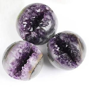 Bán Buôn Thạch Anh Tím Tự Nhiên Cười Geode Sphere Reiki Bán Quý Đá Thủ Công Mỹ Nghệ Màu Tím Mở Nụ Cười Bóng Thạch Anh Cho Phong Thủy - Product Image 5
