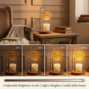 Lampe chauffe-<span class=keywords><strong>bougie</strong></span> en verre texturé motif raisin, 4 niveaux <span class=keywords><strong>de</strong></span> luminosité, avec minuterie d'arrêt automatique, pour la décoration intérieure – Nouveauté 2026, Meilleure Vente - Product Image 3