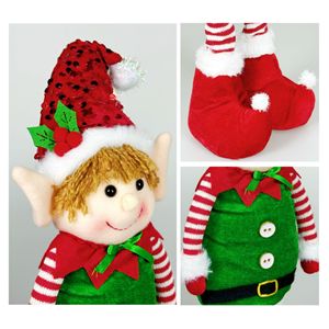 Muñeco de Elfo Navideño a Rayas con Gorro de Santa y Botas - Divertida Figura Decorativa y Adorno para el Hogar - Product Image 5