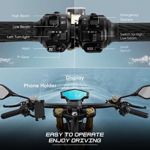 มอเตอร์ไซค์ UNIEBIKE 4000W 50MPH สำหรับผู้ใหญ่ แบตเตอรี่ลิเธียม 72V 35Ah ชาร์จเร็ว 3 ชั่วโมง ระยะทาง 70 ไมล์ สำหรับขับขี่บนถนน - Product Image 5