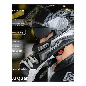 AXK, nuevo casco de motocicleta de invierno para hombre con doble lente para vehículo eléctrico y ciclismo, cuatro estaciones, cobertura completa cálida - Product Image 6