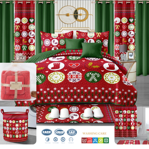 24 Pcs Giáng Sinh Bộ Đồ Giường Thiết Lập <span class=keywords><strong>3D</strong></span> Kỹ Thuật Số In 24 Pcs Tấm Ga Giường Thiết Lập Với Rèm Cửa Đáng Yêu Giáng Sinh Bộ Đồ Giường Thiết Lập - Product Image 6